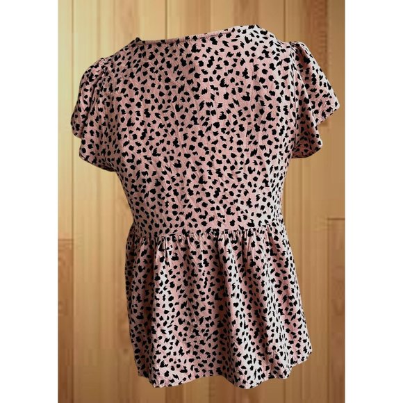 Savanna Jane Leopard Print Blouse Sz S Embroidered Artsy Flowy Sleeves Boho Fest - Picture 7 of 12